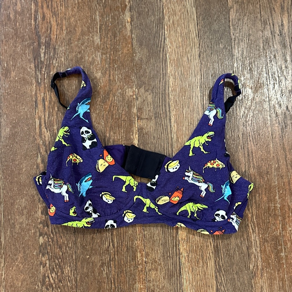 MeUndies Purple Dinosaur Print Bra